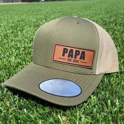 Personalisierte Papa-Mütze mit Lederaufnäher Baseballkappe