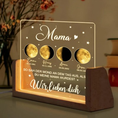 Individuelles Mama Mondphase Nachtlicht von Datum für Muttertag Geschenk