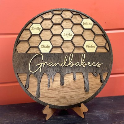Personalisierte Grandbabees Zeichen Bee Hive Familie für Oma Mom Weihnachtsgeschenk