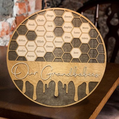 Personalisierte Bienenstock Familie Holz Zeichen unserer Grandbabees für Oma Mom Weihnachtsgeschenk