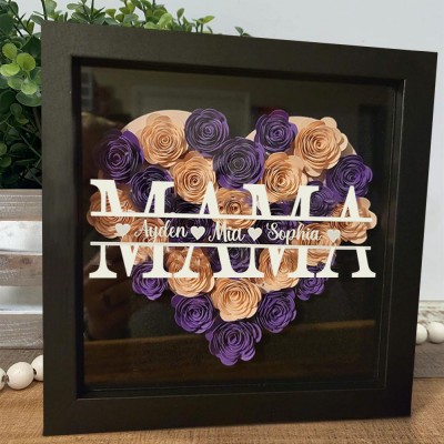 Benutzerdefinierte Mama Blume Schatten Box mit Kindernamen für Muttertag Geschenk