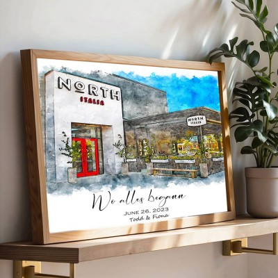 Benutzerdefinierte Aquarell Haus Hand gemalt Porträt von Foto für Valentinstag Jahrestag Geschenk