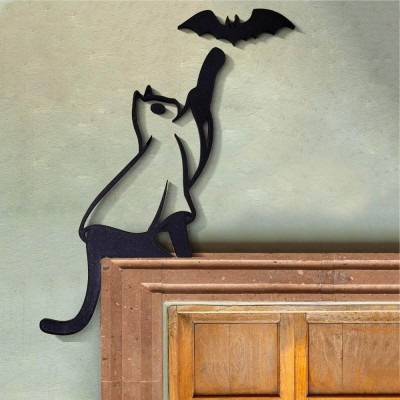 Halloween Lustige Schwarze Katze Tür Topper Home Corner Decor