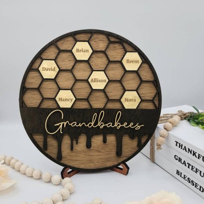 Personalisierte Grandbabees Zeichen Bienenstock Familie hölzerne Zeichen für Oma Mom Weihnachtsgeschenk