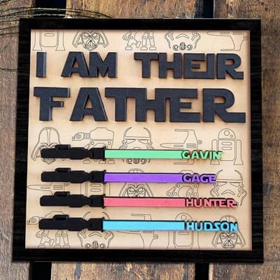 Personalisierte Ich bin ihr Vater Papa Holz Zeichen mit Kindernamen für den Vatertag Geschenk