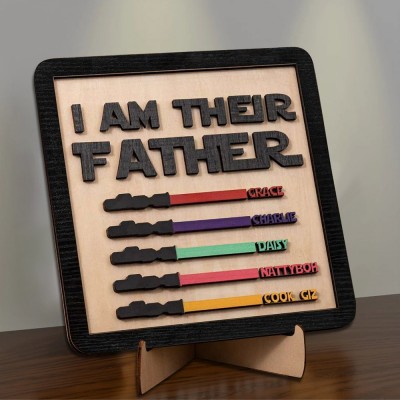 Personalisierte Ich bin ihr Vater Papa Holz Zeichen mit Kindernamen für den Vatertag Geschenk