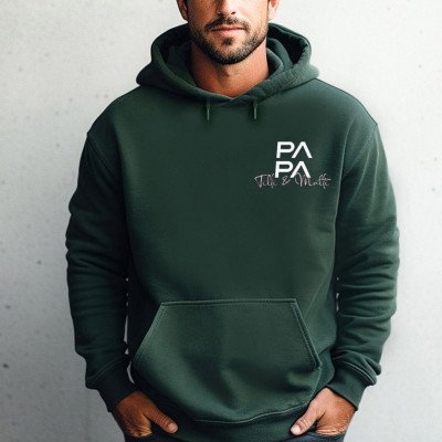 Personalisierte PAPA Hoodie mit Kindernamen Vatertag Geschenk neue Papa Geschenk
