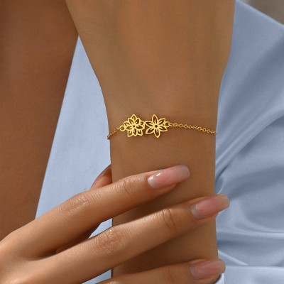 Personalisierte Geburt Monat Blume Armband Schmuck Geschenk für Mama Oma Muttertag