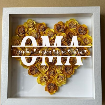 Benutzerdefinierte Oma Blume Schatten Box mit Kindernamen für Muttertag Geschenk