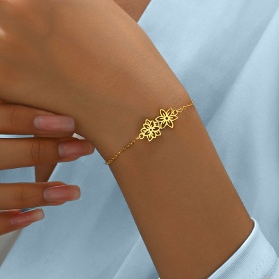 Benutzerdefinierte Geburt Blume Familie Armband Bedeutungsvolles Geschenk für Mama Muttertag