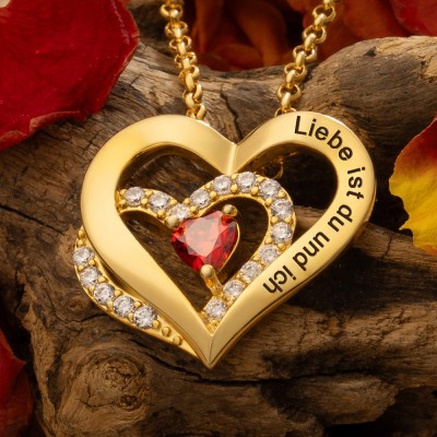 Personalisierte Paar Namen Herz Halskette mit Geburtssteinen Valentinstag Geschenke