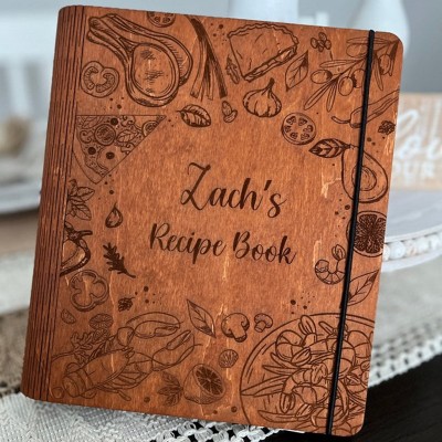 Benutzerdefinierte Holz Rezept Buch Blank Binder Kochbuch für Weihnachten Familie Jahrestag Geschenk