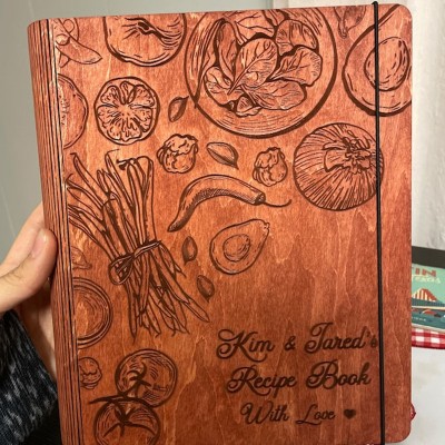 Benutzerdefinierte Holz Rezept Buch Blank Binder Kochbuch für Weihnachten Familie Jahrestag Geschenk