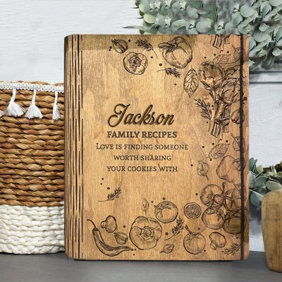 Personalisierte Holz Rezept Buch Blank Binder Kochbuch für Familie Weihnachten Jahrestag Geschenk