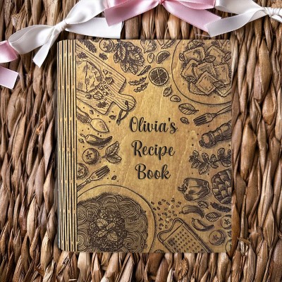 Personalisierte Holz Rezept Buch Blank Binder Kochbuch für Familie Weihnachten Jahrestag Geschenk