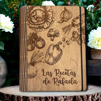 Personalisierte Holz Rezept Buch Blank Binder Kochbuch für Familie Weihnachten Jahrestag Geschenk