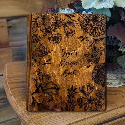 Personalisierte Holz Rezept Buch Blank Binder Kochbuch für Familie Weihnachten Jahrestag Geschenk