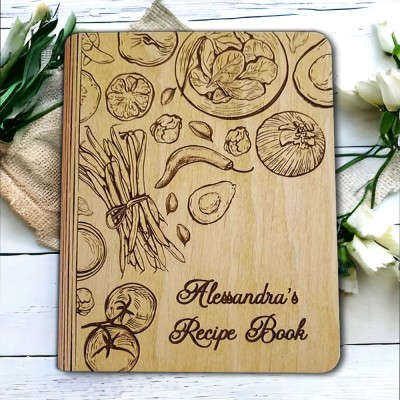 Personalisierte Holz Rezept Buch Blank Binder Kochbuch für Familie Weihnachten Jahrestag Geschenk