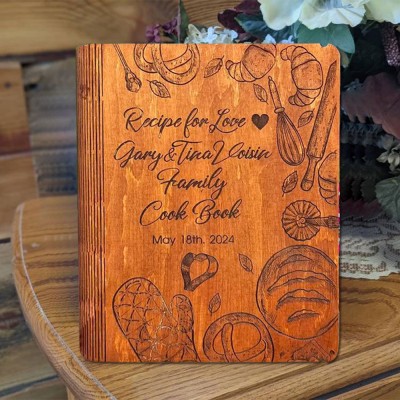 Personalisierte Holz Rezept Buch Blank Binder Kochbuch für Familie Weihnachten Jahrestag Geschenk