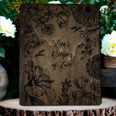 Personalisierte Holz Rezept Buch Blank Binder Kochbuch für Familie Weihnachten Jahrestag Geschenk