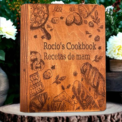 Personalisierte Holz Rezept Buch Blank Binder Kochbuch für Familie Weihnachten Jahrestag Geschenk