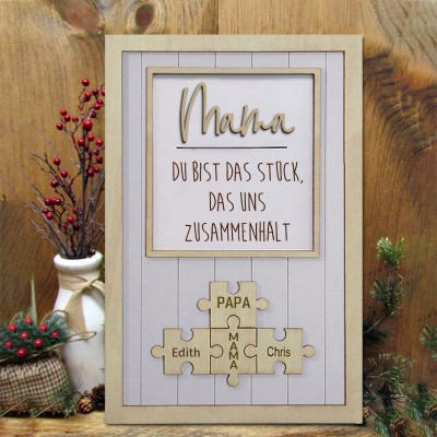 Benutzerdefinierte Mama Puzzle Zeichen mit Namen Stück, das uns zusammen für Muttertag Geschenkideen hält