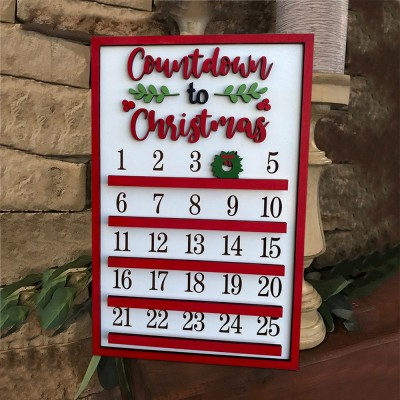 Countdown zum Weihnachtskalender Holzschild mit beweglichem Kranz