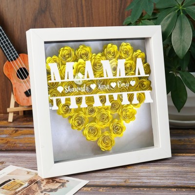 Benutzerdefinierte Mama Blume Schatten Box mit Kindernamen für Muttertag Geschenk