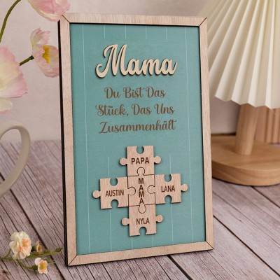 Personalisierte Mama Puzzle Zeichen einzigartige Holzschild für Muttertag Weihnachtsgeschenk