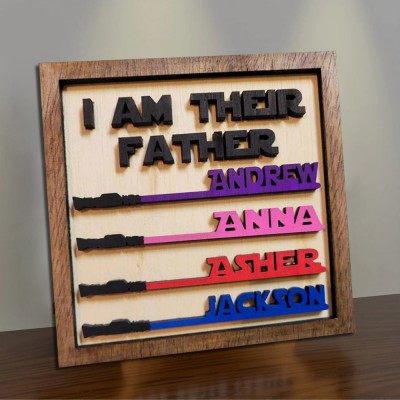 Personalisierte Ich bin ihr Vater Papa Holz Zeichen mit Kindernamen für den Vatertag Geschenk