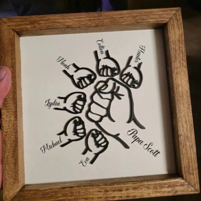 Personalisierte Faust Bump Holzschild mit Kindern Name für Vatertag Geschenk