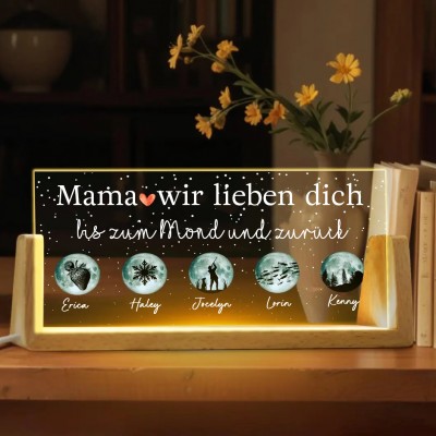 Individuelles Mama Mond Phase Nachtlicht von Datum für Muttertag Geschenk