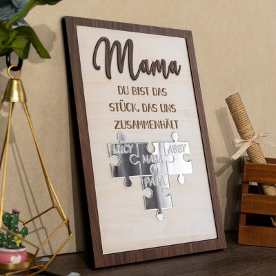 Benutzerdefinierte Mama Puzzle Zeichen mit Namen Stück Das Uns Zusammen für Muttertag Geschenk Hält