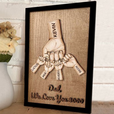 Personalisierte Faust Bump Holzschild mit Kindern Name für Vatertag Geschenk