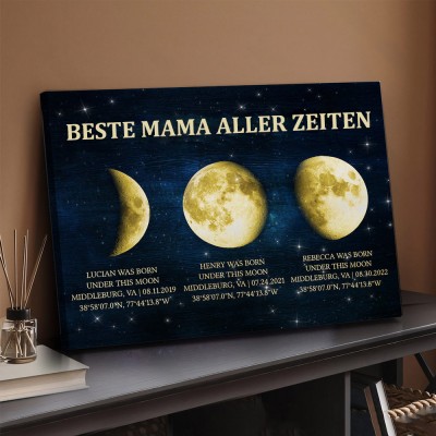 Benutzerdefinierte Beste Mutter Jemals Universum Mondphase Drucken Rahmen mit Kindernamen für Muttertag Geschenk