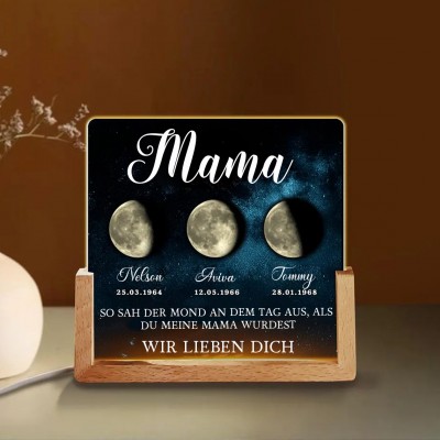 Individuelles Mama Mondphase Nachtlicht von Datum für Muttertag Geschenk