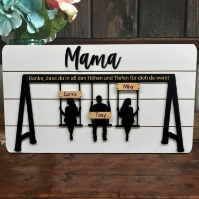 Benutzerdefinierte Familie Schaukel Set Zeichen Danke für die Höhen und Tiefen für Mama Oma Weihnachtsgeschenk