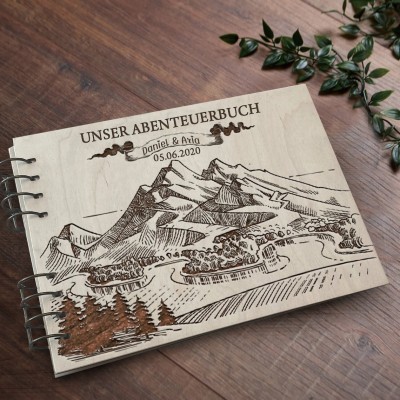 Personalisierte Reise Scrapbook hölzerne Fotoalbum Abenteuer Buch für Paar Valentinstag Jahrestag Geschenk