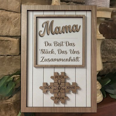 Personalisierte Mama Puzzle Zeichen Einzigartige Holz Zeichen für Muttertag Geschenk