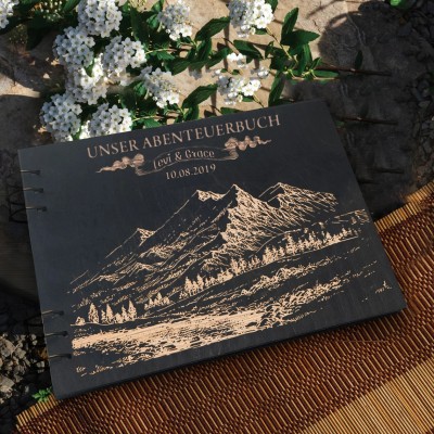 Personalisierte Reise Scrapbook hölzerne Fotoalbum Abenteuer Buch für Paar Valentinstag Jahrestag Geschenk