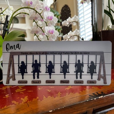 Benutzerdefinierte Familie Schaukel Set Zeichen Danke für die Höhen und Tiefen für Mama Oma Weihnachtsgeschenk