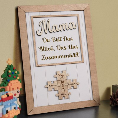 Personalisierte Mama Puzzle Zeichen Einzigartige Holz Zeichen für Muttertag Geschenk