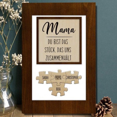 Personalisierte Mama Puzzle Zeichen Einzigartige Holz Zeichen für Muttertag Geschenk