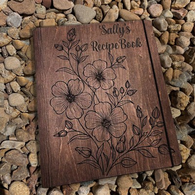 Personalisiertes Holz Rezept Buch Blank Binder Geburt Blume Kochbuch für Mama Oma Weihnachten Jahrestag Geschenk