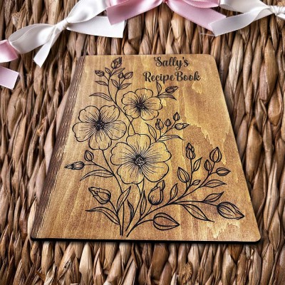 Personalisiertes Holz Rezept Buch Blank Binder Geburt Blume Kochbuch für Mama Oma Weihnachten Jahrestag Geschenk