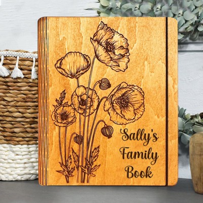 Personalisiertes Holz Rezept Buch Blank Binder Geburt Blume Kochbuch für Mama Oma Weihnachten Jahrestag Geschenk