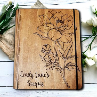 Personalisiertes Holz Rezept Buch Blank Binder Geburt Blume Kochbuch für Mama Oma Weihnachten Jahrestag Geschenk
