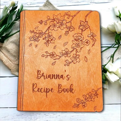 Personalisiertes Holz Rezept Buch Blank Binder Geburt Blume Kochbuch für Mama Oma Weihnachten Jahrestag Geschenk