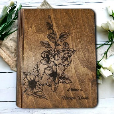 Personalisiertes Holz Rezept Buch Blank Binder Geburt Blume Kochbuch für Mama Oma Weihnachten Jahrestag Geschenk