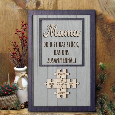 Personalisierte Mama Puzzle Zeichen Einzigartige Holz Zeichen für Muttertag Geschenk